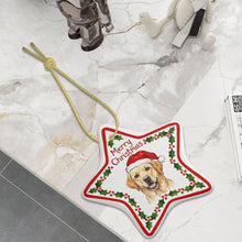 Load image into Gallery viewer, Yellow Labrador Ornament - Personalized Star Shaped Christmas Folk-Art Design-Christmas Ornament-Christmas,Labrador,Personalize Artwork-5