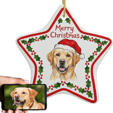 Load image into Gallery viewer, Yellow Labrador Ornament - Personalized Star Shaped Christmas Folk-Art Design-Christmas Ornament-Christmas,Labrador,Personalize Artwork-1