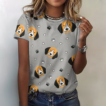 Load image into Gallery viewer, Yes I Love Beagles Soft All Over Print Women&#39;s Cotton T-Shirt - 4 Colors-Apparel-Apparel, Beagle, Shirt, T Shirt-2XS-DarkGray-2