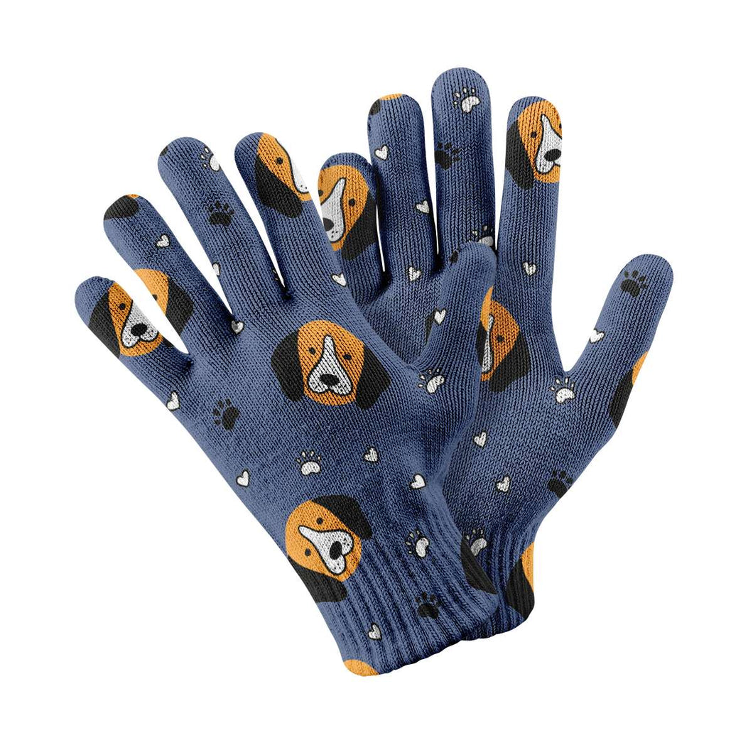 Yes I Love Beagles Touch Screen Gloves - 4 Colors-Accessories-Accessories, Beagle, Dog Dad Gifts, Dog Mom Gifts, Gloves-Navy-1