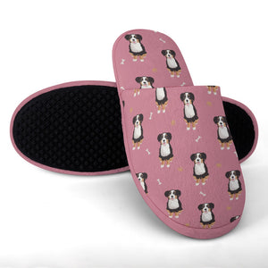 Yes I Love Bernese Mountain Dogs Women's Cotton Mop Slippers-25