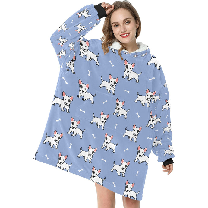 Yes I Love Bull Terriers Blanket Hoodie for Women - 4 Colors-Blanket-Apparel, Blanket Hoodie, Blankets, Bull Terrier-Blue-1