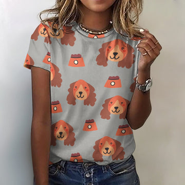 Yes I Love Cocker Spaniels All Over Print Women's Cotton T-Shirt - 4 Colors-Apparel-Apparel, Cocker Spaniel, Shirt, T Shirt-2XS-DarkGray-13