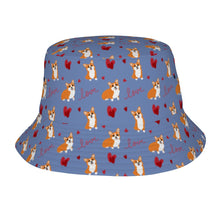 Load image into Gallery viewer, Yes I Love Corgi Bucket Hat-Hats &amp; Caps-Slate Blue-One Size-3