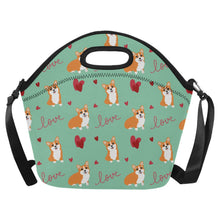 Load image into Gallery viewer, Yes I Love Corgi Neoprene Lunch Bag-Accessories-Accessories,Bags,Corgi,Lunch Bags-Mint Green-2