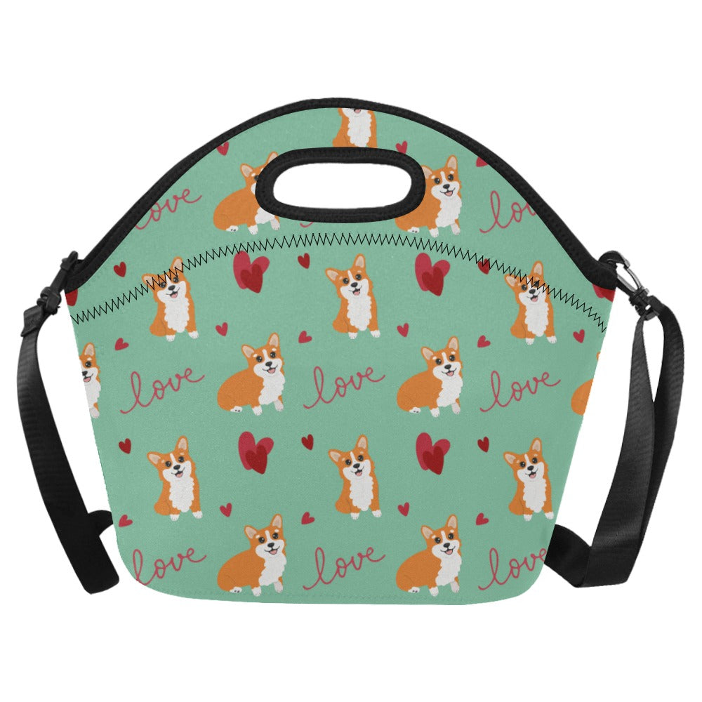 Yes I Love Corgi Neoprene Lunch Bag-Accessories-Accessories,Bags,Corgi,Lunch Bags-Mint Green-2
