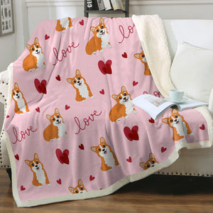 Yes I Love Corgi Soft Warm Fleece Blanket-Blanket-Blankets, Corgi, Home Decor-Soft Pink-Small-3