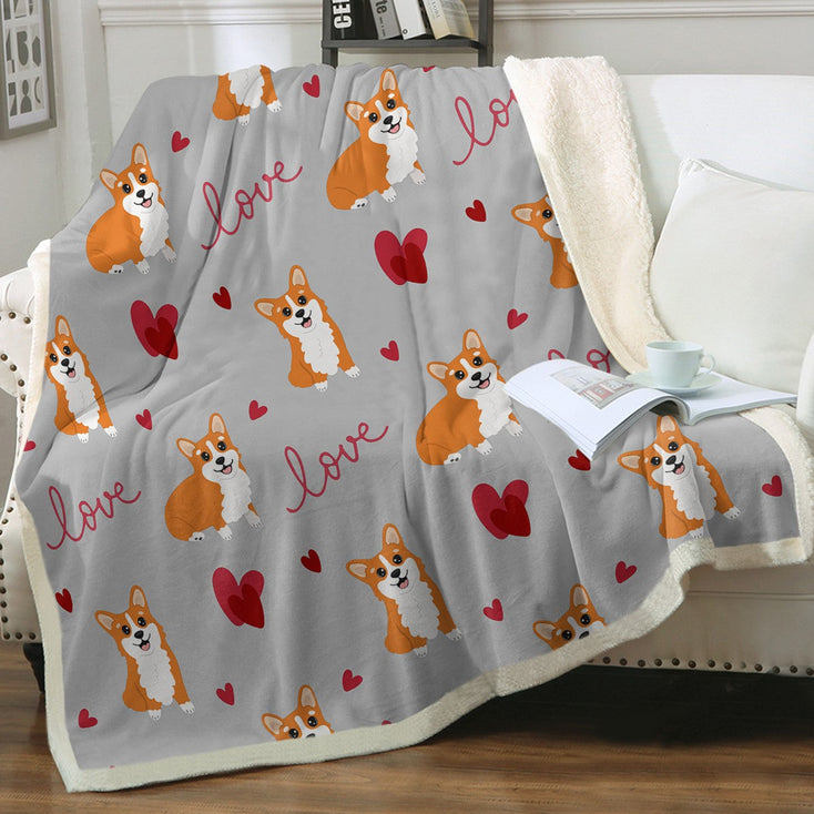 Yes I Love Corgi Soft Warm Fleece Blanket-Blanket-Blankets, Corgi, Home Decor-Warm Gray-Small-1