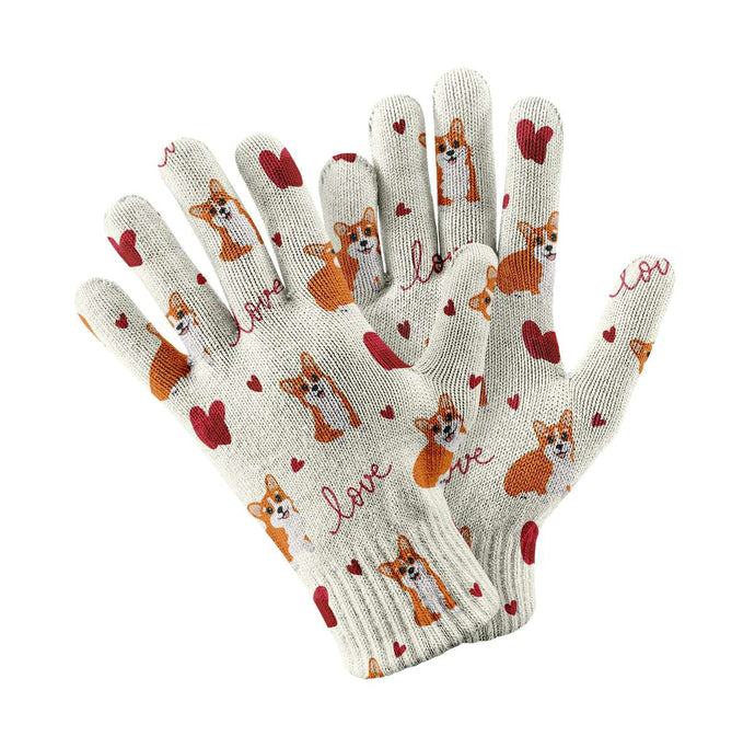 Yes I Love Corgi Touch Screen Gloves - 4 Colors-Accessories-Accessories, Corgi, Dog Dad Gifts, Dog Mom Gifts, Gloves-White-1