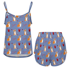 Load image into Gallery viewer, Yes I Love Corgi Women's Cami and Shorts Pajama Set-14