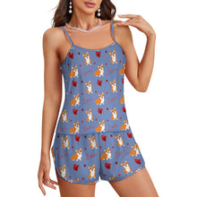 Load image into Gallery viewer, Yes I Love Corgi Women's Cami and Shorts Pajama Set-16