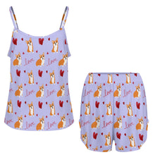Load image into Gallery viewer, Yes I Love Corgi Women's Cami and Shorts Pajama Set-25