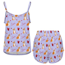 Load image into Gallery viewer, Yes I Love Corgi Women's Cami and Shorts Pajama Set-26