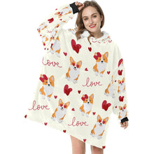 Load image into Gallery viewer, Yes I Love Corgis Blanket Hoodie for Women-Apparel-Apparel, Blankets-11