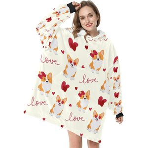 Yes I Love Corgis Blanket Hoodie for Women-Apparel-Apparel, Blankets-11