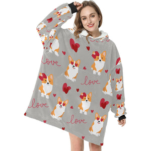 Yes I Love Corgis Blanket Hoodie for Women-Apparel-Apparel, Blankets-16