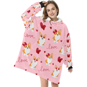 Yes I Love Corgis Blanket Hoodie for Women-Apparel-Apparel, Blankets-3