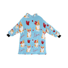 Load image into Gallery viewer, Yes I Love Corgis Blanket Hoodie for Women-Apparel-Apparel, Blankets-SkyBlue-ONE SIZE-5