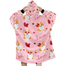 Load image into Gallery viewer, Yes I Love Corgis Blanket Hoodie for Women-Apparel-Apparel, Blankets-6