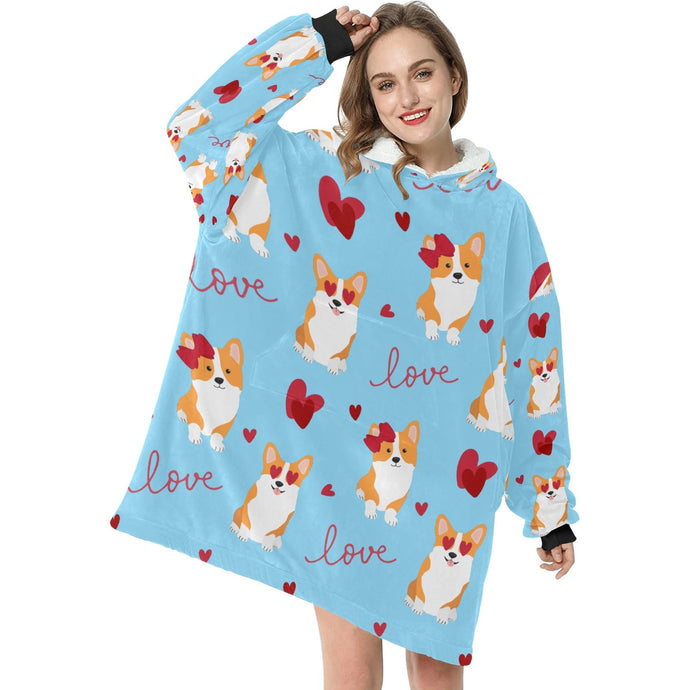 Yes I Love Corgis Blanket Hoodie for Women-Apparel-Apparel, Blankets-7
