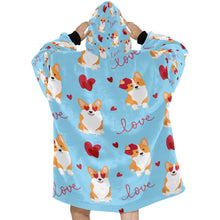 Load image into Gallery viewer, Yes I Love Corgis Blanket Hoodie for Women-Apparel-Apparel, Blankets-9