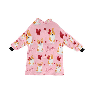 Yes I Love Corgis Blanket Hoodie for Women-Apparel-Apparel, Blankets-Pink-ONE SIZE-1