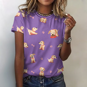 Yes I Love Labradors All Over Print Women's Cotton T-Shirt - 4 Colors-Apparel-Apparel, Labrador, Shirt, T Shirt-2XS-MediumPurple-12