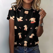 Load image into Gallery viewer, Yes I Love Labradors All Over Print Women&#39;s Cotton T-Shirt - 4 Colors-Apparel-Apparel, Labrador, Shirt, T Shirt-2XS-Black-8