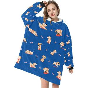 Yes I Love Labradors Blanket Hoodie for Women - 4 Colors-Apparel-Apparel, Blankets, Labrador-Dark Blue-1