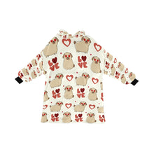 Load image into Gallery viewer, Yes I Love Pugs Blanket Hoodie for Women-Apparel-Apparel, Blankets-Ivory-ONE SIZE-6