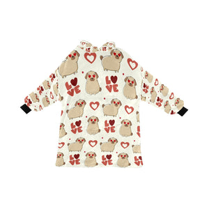 Yes I Love Pugs Blanket Hoodie for Women-Apparel-Apparel, Blankets-Ivory-ONE SIZE-6