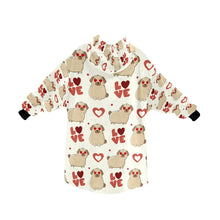 Load image into Gallery viewer, Yes I Love Pugs Blanket Hoodie for Women-Apparel-Apparel, Blankets-8