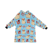 Load image into Gallery viewer, Yes I Love Pugs Blanket Hoodie for Women-Apparel-Apparel, Blankets-SkyBlue-ONE SIZE-5