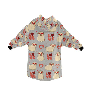 Yes I Love Pugs Blanket Hoodie for Women-Apparel-Apparel, Blankets-14