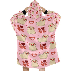 Yes I Love Pugs Blanket Hoodie for Women-Apparel-Apparel, Blankets-4