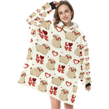 Load image into Gallery viewer, Yes I Love Pugs Blanket Hoodie for Women-Apparel-Apparel, Blankets-10