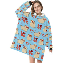 Load image into Gallery viewer, Yes I Love Pugs Blanket Hoodie for Women-Apparel-Apparel, Blankets-7