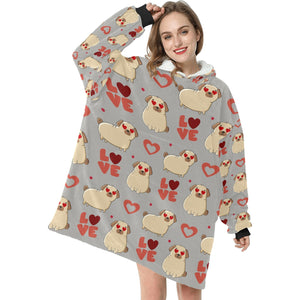 Yes I Love Pugs Blanket Hoodie for Women-Apparel-Apparel, Blankets-12