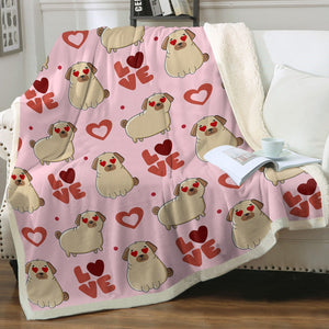 Yes I Love Pugs Soft Warm Fleece Blanket-Blanket-Blankets, Home Decor, Pug-Soft Pink-Small-3