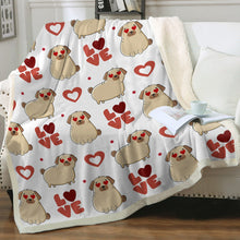 Load image into Gallery viewer, Yes I Love Pugs Soft Warm Fleece Blanket-Blanket-Blankets, Home Decor, Pug-Ivory-Small-1