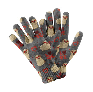 Yes I Love Pugs Touch Screen Gloves - 4 Colors-Accessories-Accessories, Dog Dad Gifts, Dog Mom Gifts, Gloves, Pug-Gray-2