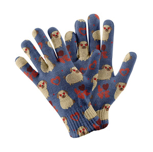 Yes I Love Pugs Touch Screen Gloves - 4 Colors-Accessories-Accessories, Dog Dad Gifts, Dog Mom Gifts, Gloves, Pug-Navy-4