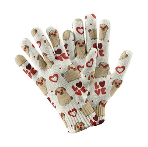 Yes I Love Pugs Touch Screen Gloves - 4 Colors-Accessories-Accessories, Dog Dad Gifts, Dog Mom Gifts, Gloves, Pug-White-1