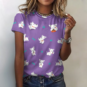 Yes I Love Westies All Over Print Women's Cotton T-Shirt - 4 Colors-Apparel-Apparel, Shirt, T Shirt, West Highland Terrier-2XS-MediumPurple-8