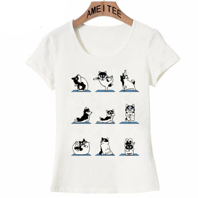 Yoga Husky Womens T Shirt-Apparel-Apparel, Dogs, Shirt, Siberian Husky, T Shirt, Z1-S-1