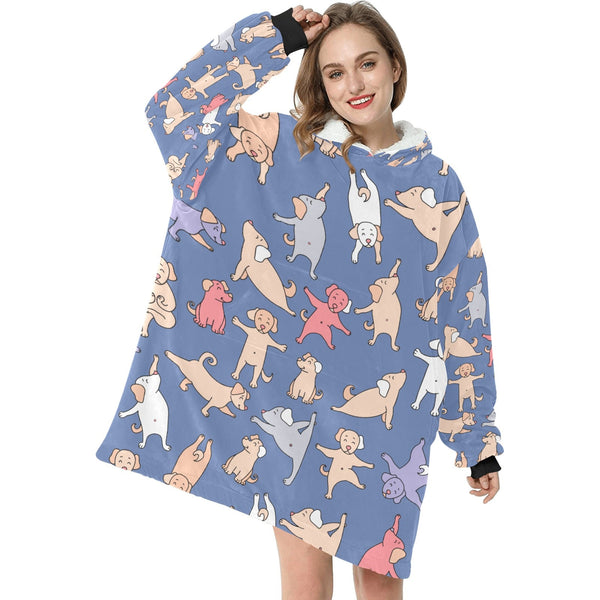 Yoga Cat Wearable Blanket Hoodie for Adults