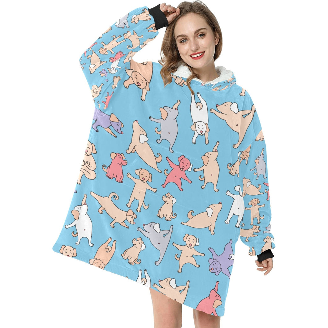 Yoga Labradors Love Blanket Hoodie for Women-Apparel-Apparel, Blankets-2