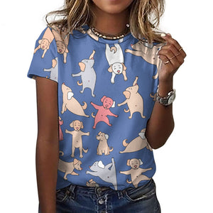 Yoga Labradors Love Soft All Over Print Women's Cotton T-Shirt - 4 Colors-Apparel-Apparel, Black Labrador, Chocolate Labrador, Labrador, Shirt, T Shirt-7