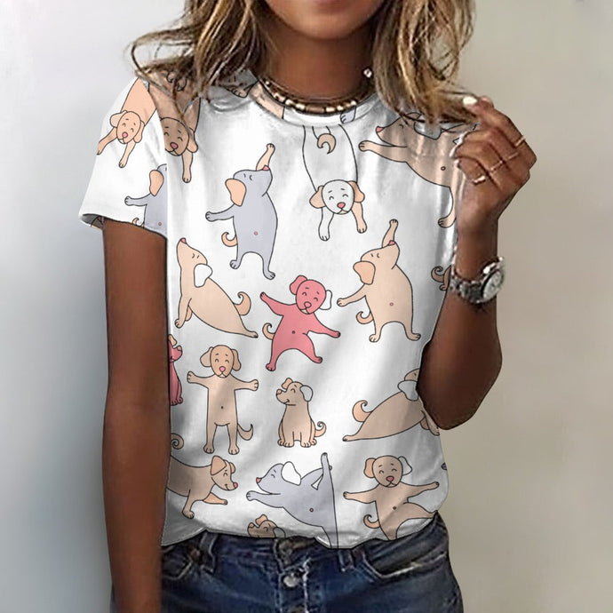Yoga Labradors Love Soft All Over Print Women's Cotton T-Shirt - 4 Colors-Apparel-Apparel, Black Labrador, Chocolate Labrador, Labrador, Shirt, T Shirt-2XS-White-8