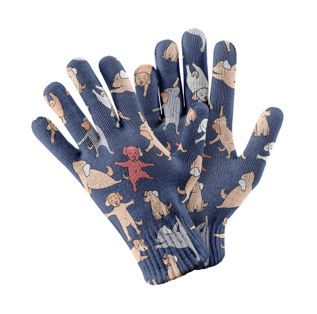 Yoga Labradors Love Touch Screen Gloves-Accessories-Accessories, Dog Dad Gifts, Dog Mom Gifts, Gloves, Labrador-Navy-1